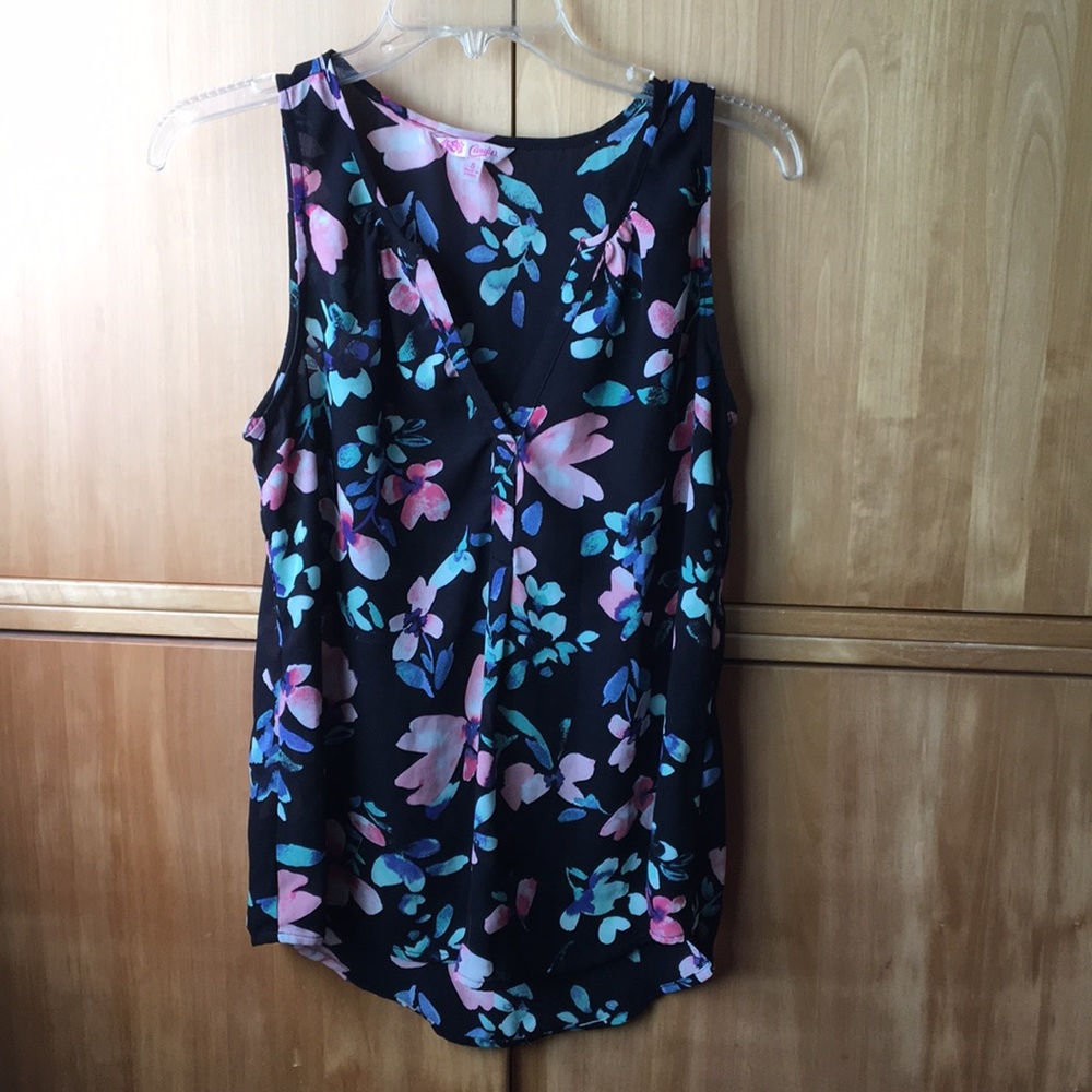 Candies black floral tank top
